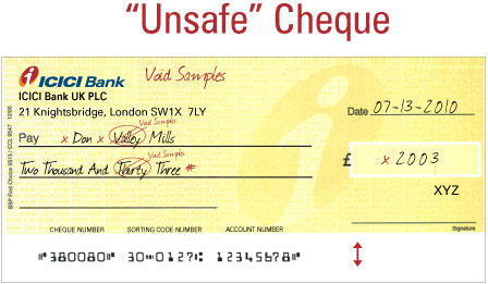 unsafe cheque